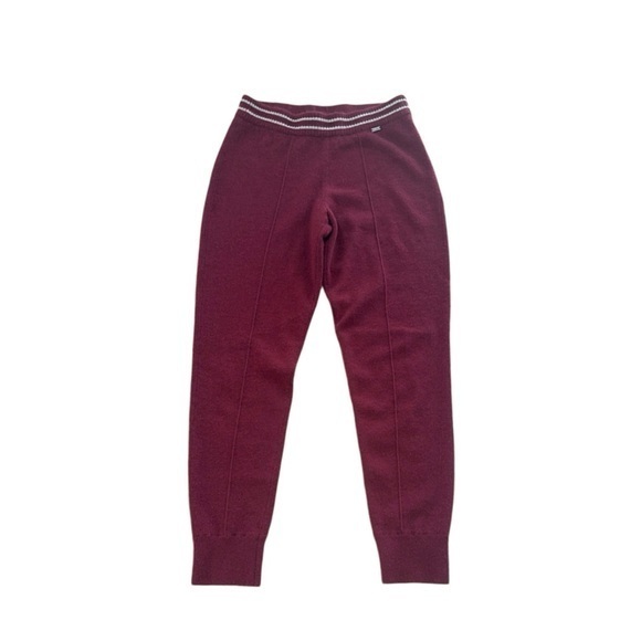 St. John 100%‎ Cashmere Maroon Burgundy Pull On Jogger Lounge Pants Petite